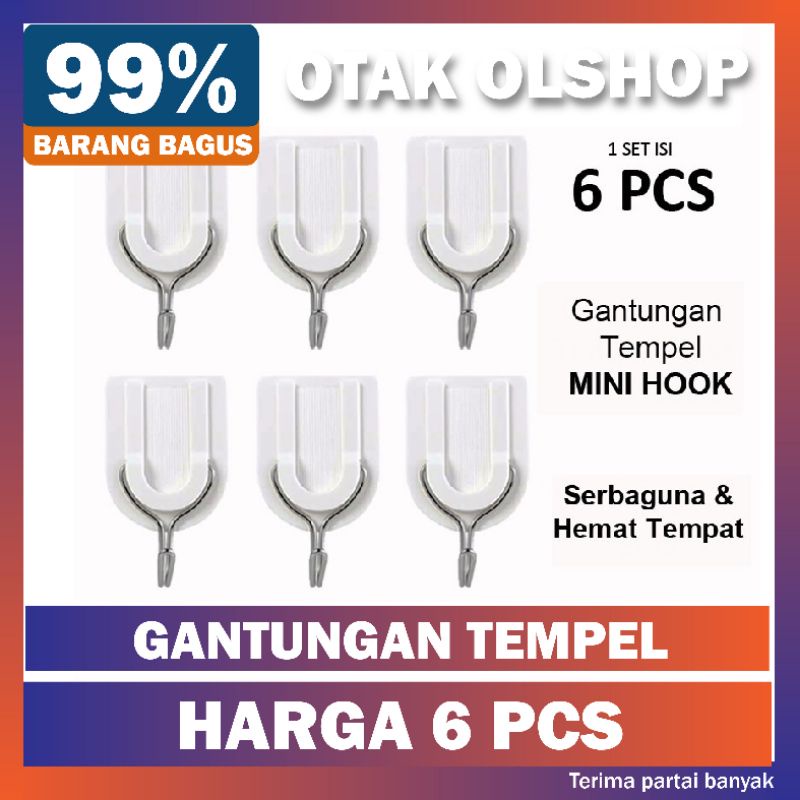 ISI 6 PCS Gantungan Hook kuat / Gantungan Tempel Multifungsi / Gantungan Cantolan Baju