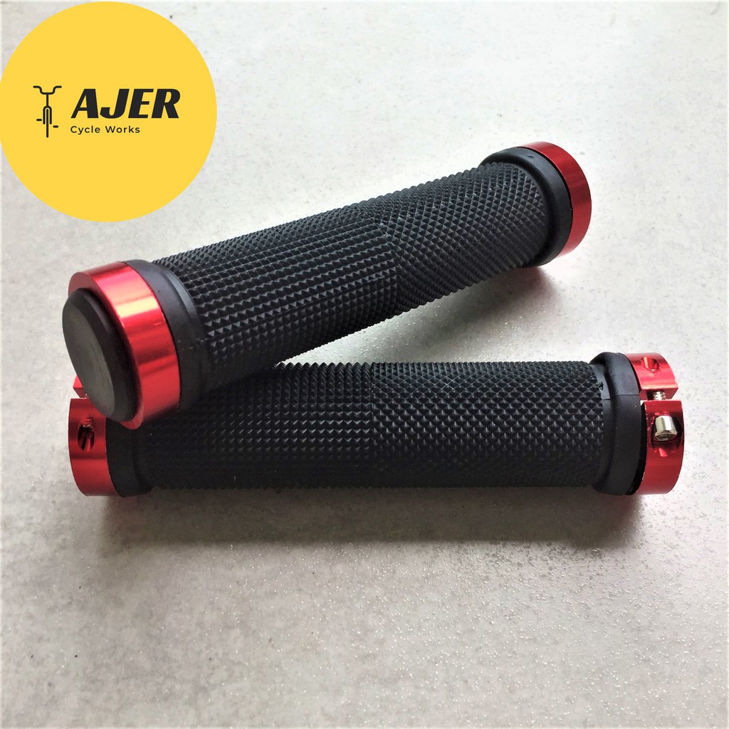 Hand Grip Sepeda double lock Anti selip handle bar stang pegangan ergonomis MTB seli flat bar