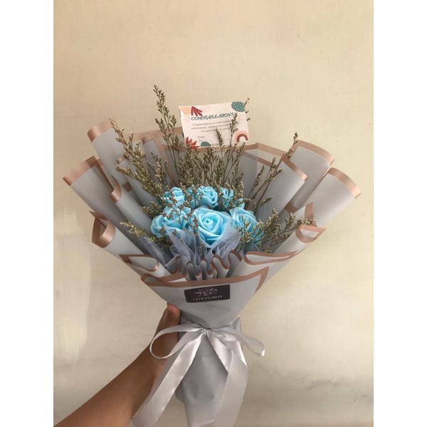 BUKET BUNGA ARTIFICIAL MIX SIZE L/BUKET BUNGA PALSU/ BUKET BUNGA MAWAR MATAHARI/ANNIVERSARY WISUDA