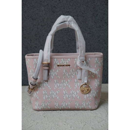 Tas Wanita Michael Kors MK Jet XS Travel Tote Zip Bag Black Multi