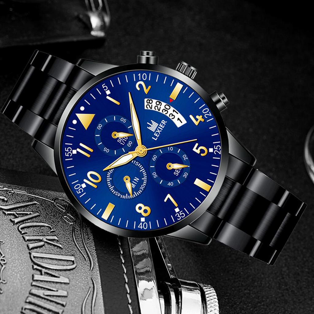 HARGA TERMURAH✅ Jam Tangan Pria Asli Analog Premium Original Lexier Mode Kelas Bisnis Kasual New Model Terbaru Fashion Impor Tahan Air Kalender Date Luminious Bercahaya Stainless Steel Anti Karat Aksesoris Arloji Men Watches Angka Cowok Keren -J32
