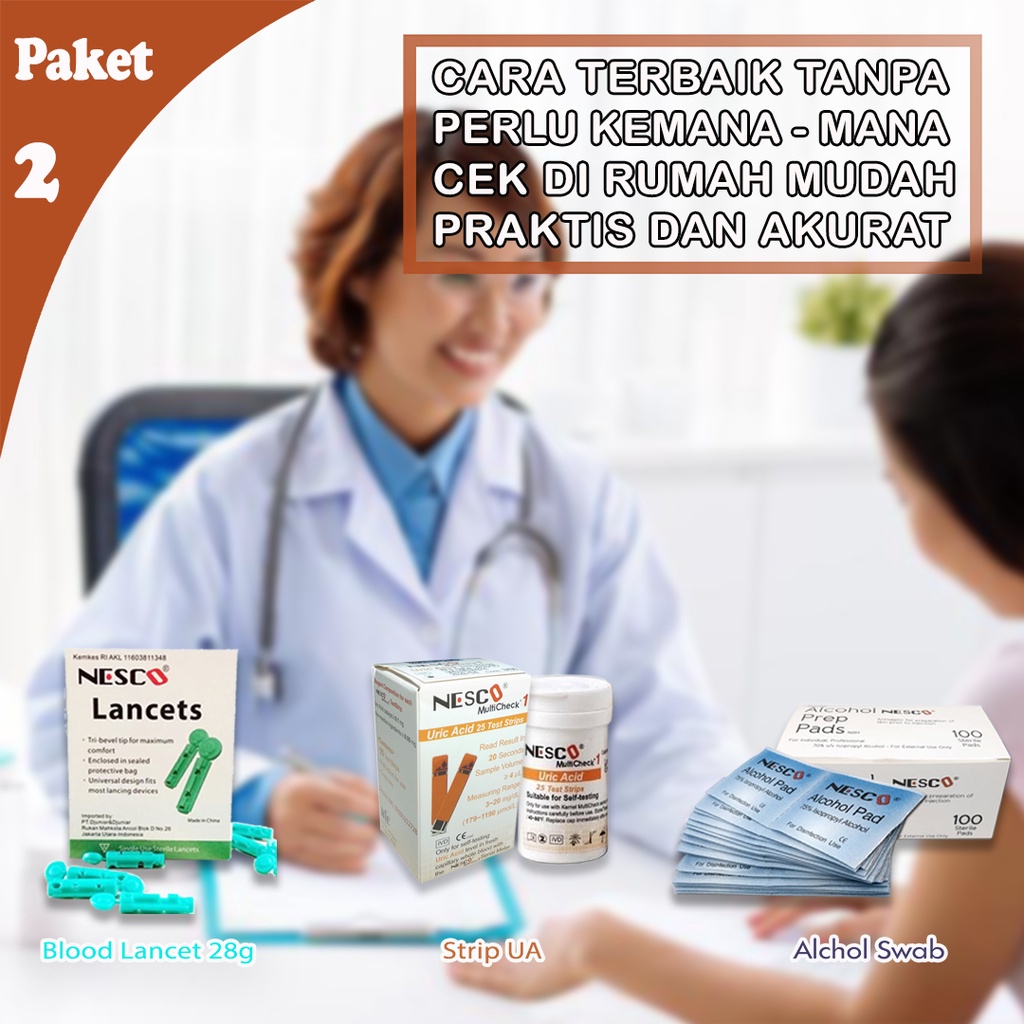 PAKET 2A (BLOOD LANCET + ALCOHOL SWAB + STRIP ASAM URAT)