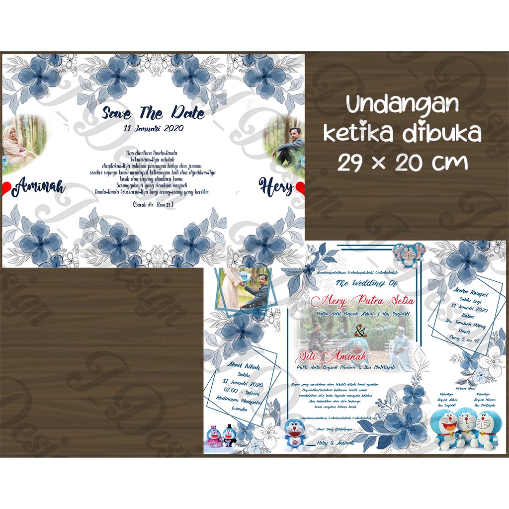 Undangan pernikahan karakter doraemon+paper doiles+pita 6