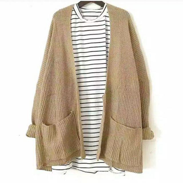 Kardigan Loocy Oversize - Pakaian Wanita - Bahan Rajut - Allsize-Coksu