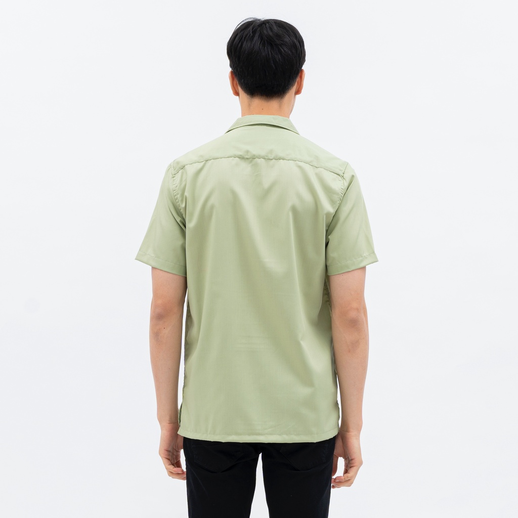 Sanvanina Kemeja Casual Lengan Pendek Polos Sage Green | Bowling Shirt Mint Green E-1445I