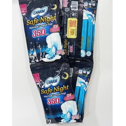 Zainosikon Charm Safe Night Renceng Sachet Isi 10X2 Pads Wing 35 Cm Pembalut Wanita Untuk Menstruasi