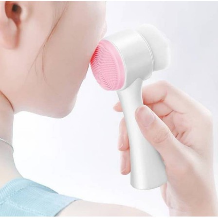 Facial Cleansing Brush 2 in 1 Alat pembersih wajah Bahan Silikon Lembut- Alat cuci muka MANUAL 10035