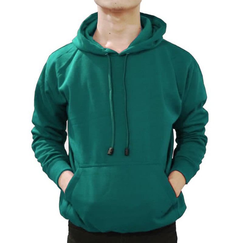 (PROMO) Jaket Sweater Polos Hoodie Jumper Pria & Wanita - HIJAU TOSCA