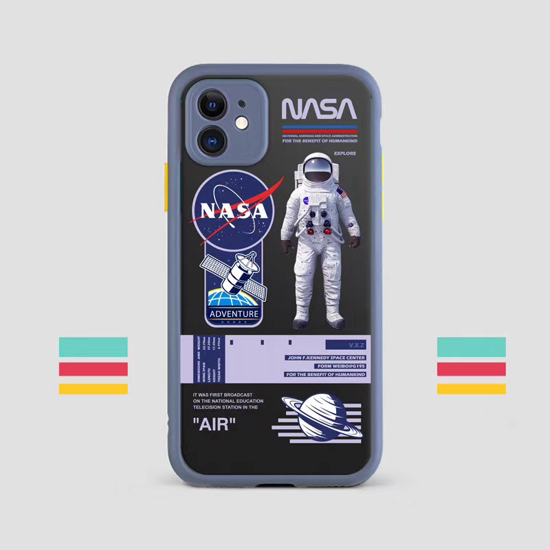 Casing Oppo Reno 5 Reno 4 F A54 A15 A15s A92 A53 2020 A3s A5 2020 A9 2020 A11 A1k A5s A11K A12 A33 2020 A7 A52 A72 A31 2020 F9 F9pro F11 Vivo Y30 Y50 Y15 Y12 Y17 Y30i Narzo20 Camera Protection Tide Brand NASA Skin Feel Phone Case-Y1（Grey）