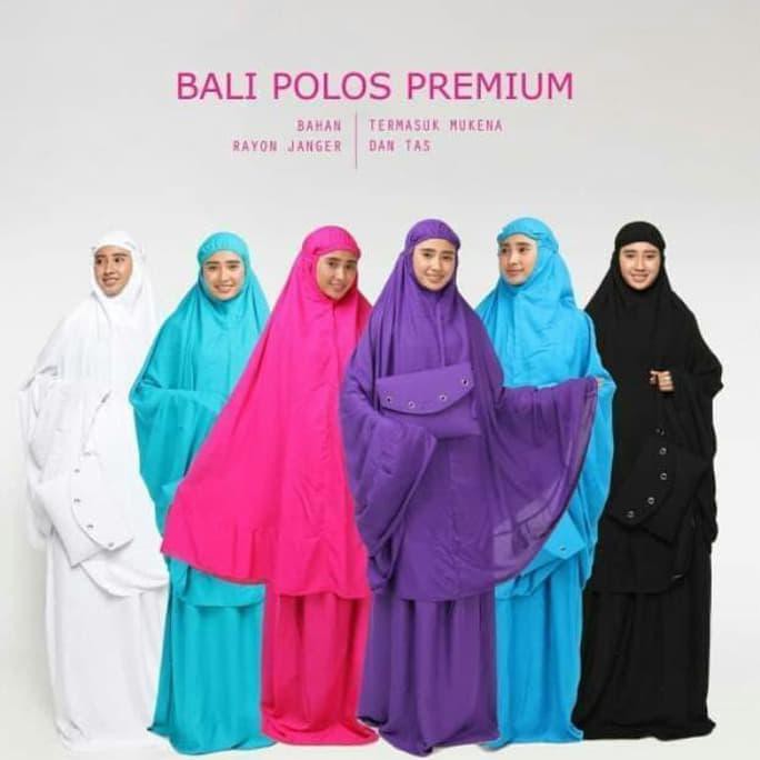 Mukena Muslim Muslimah Wanita Dewasa Katun Bali Polos Premium Rayon - Putih