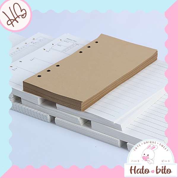 

1 set isi 40 lembar Kertas refill isi binder ukuran A5 A6 polos bergaris dotted grid kotak loose leaf HB1296 HB1297