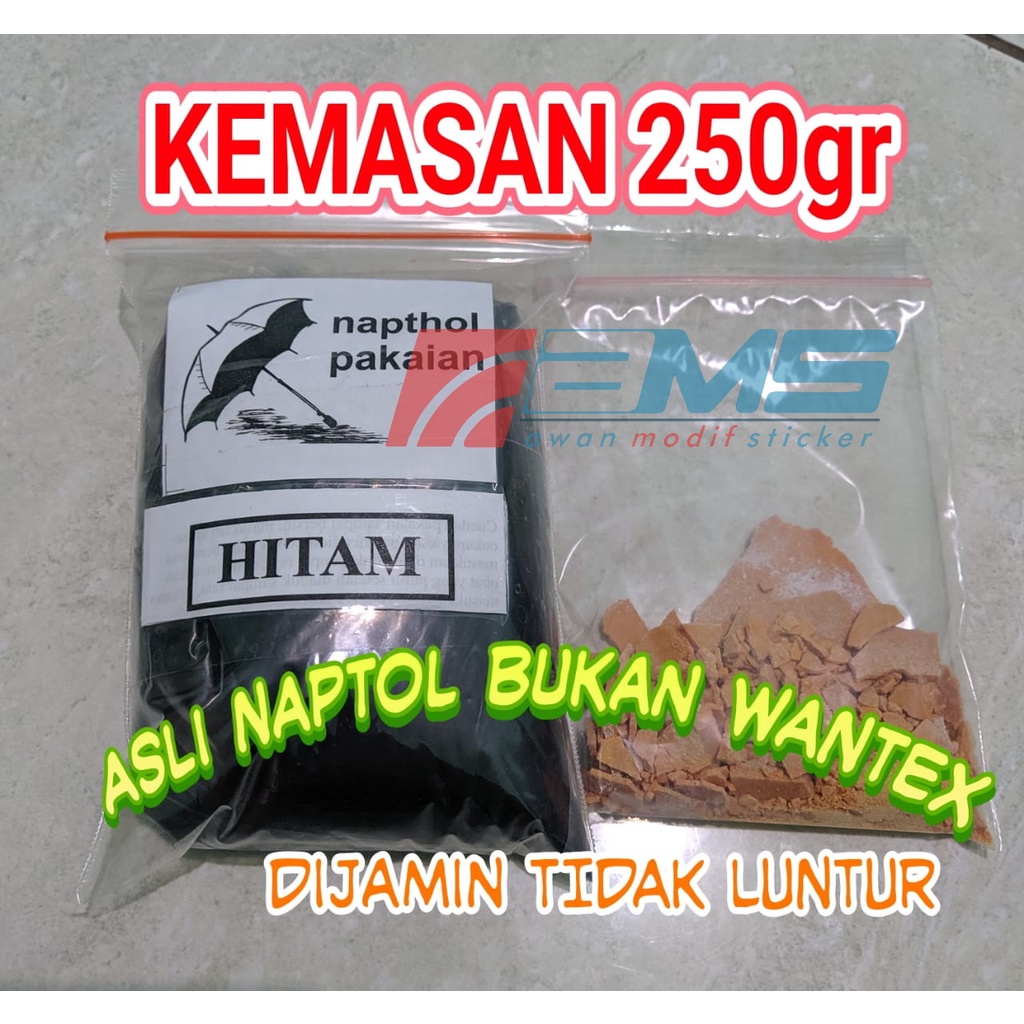 NAPTOL ORIGINAL PEWARNA PAKAIAN JEANS DAN KATUN KEMASAN 250gr ANTI LUNTUR