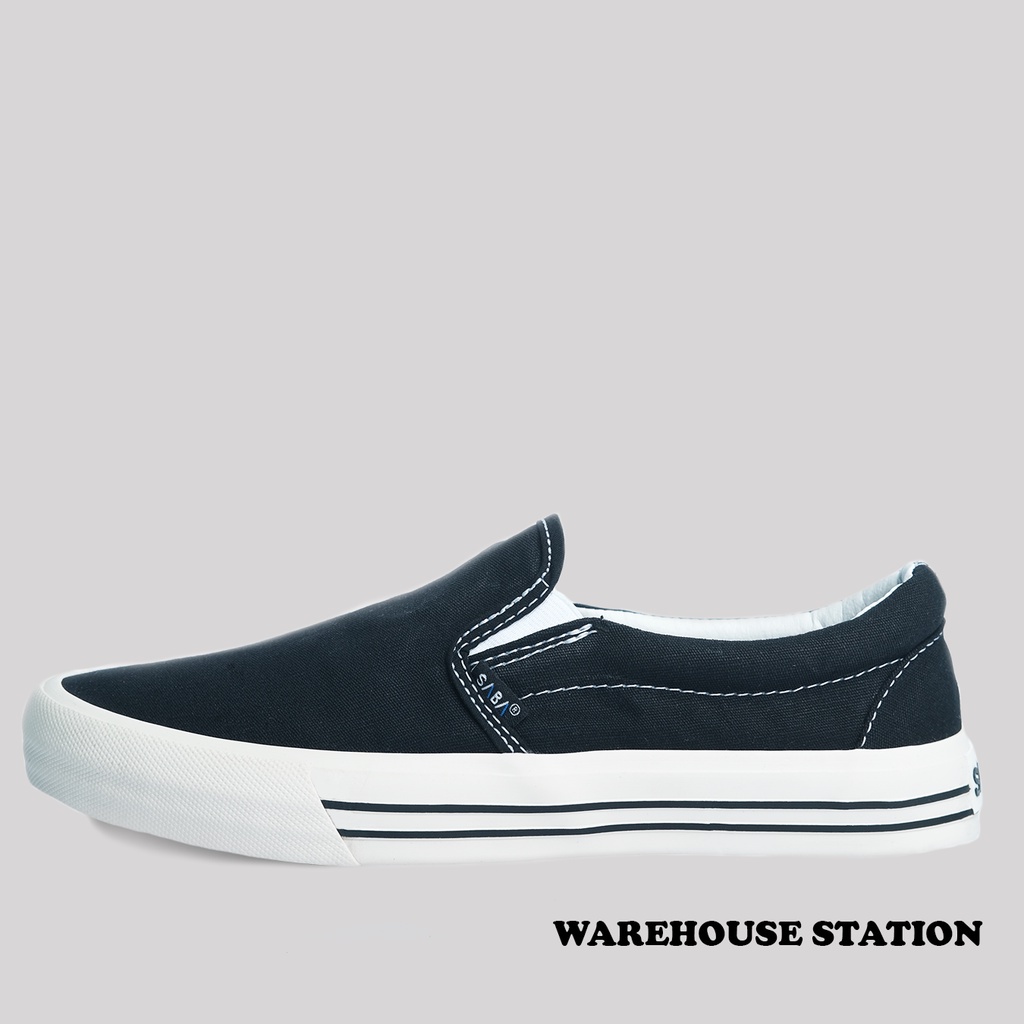 SABA Vintage 2.0 Slip On Black White - Sepatu Sneakers Casual Pria Wanita