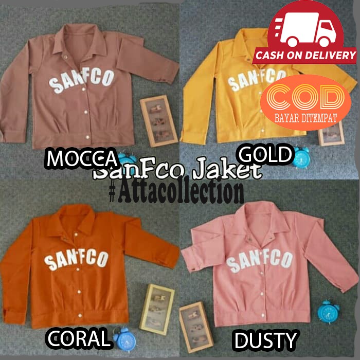 Sanfco Jaket Modis Kancing Depan Berkerah Aplikasi Bordir (Ukuran L) - Jaket Terbaru - Jaket Bomber - Jaket Wanita (COD)-7