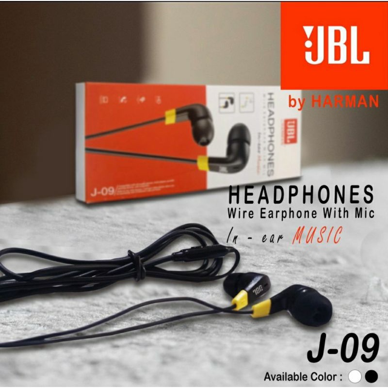 HF HEADSET HANDSFREE JBL J-09 BY HARMAN JACK 3.5MM EARPHONE