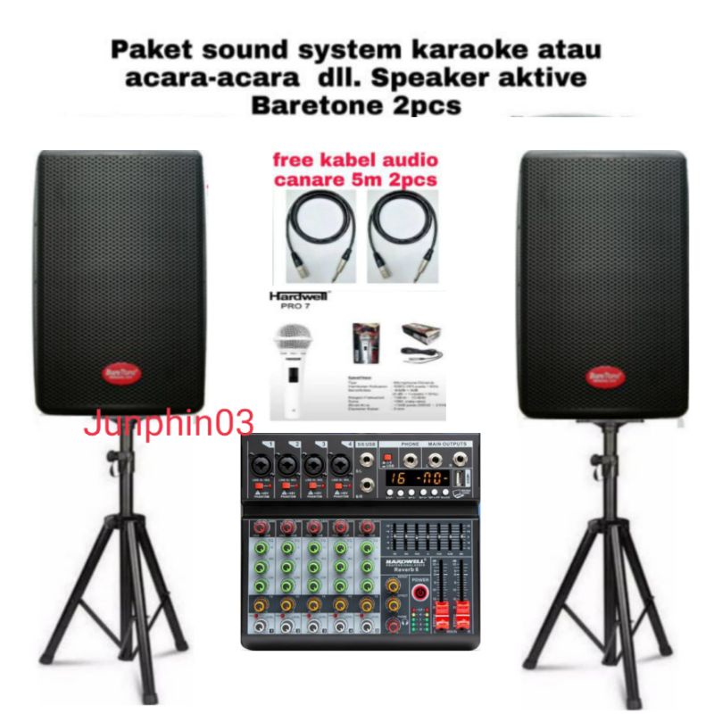 Paket sound system karaoke Cafe Speaker Aktif baretone 10inc