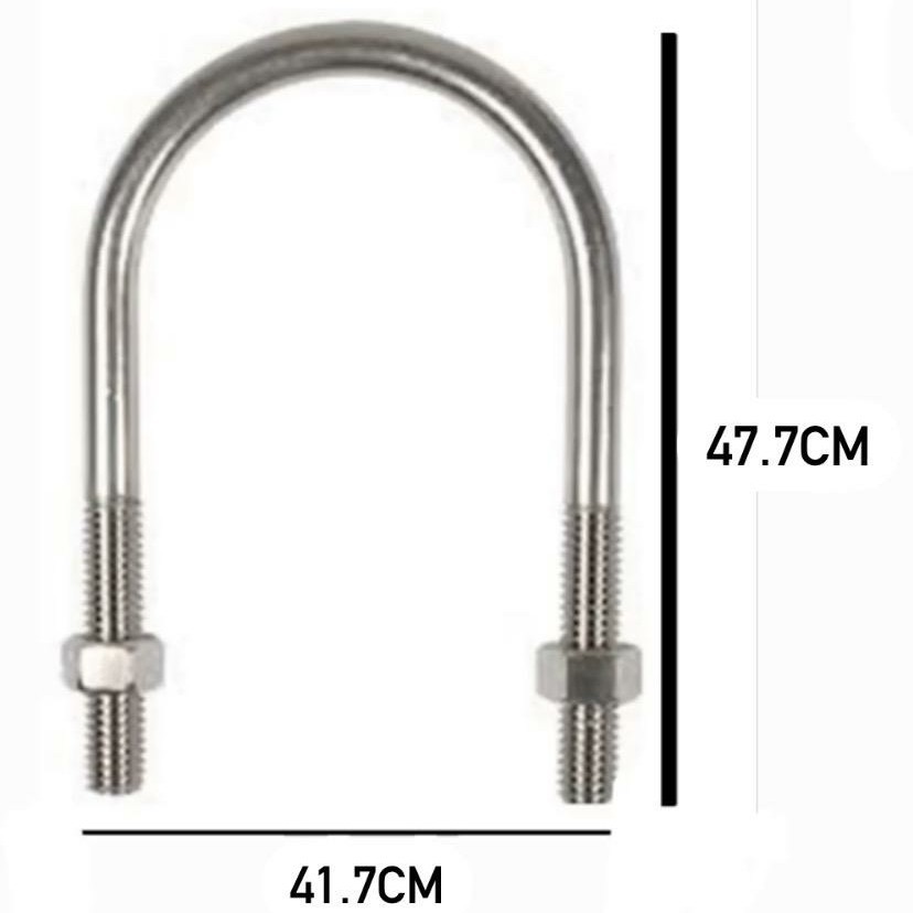 klem U bolt 16" Clamp pipa 16" material stainless steel od12 mm