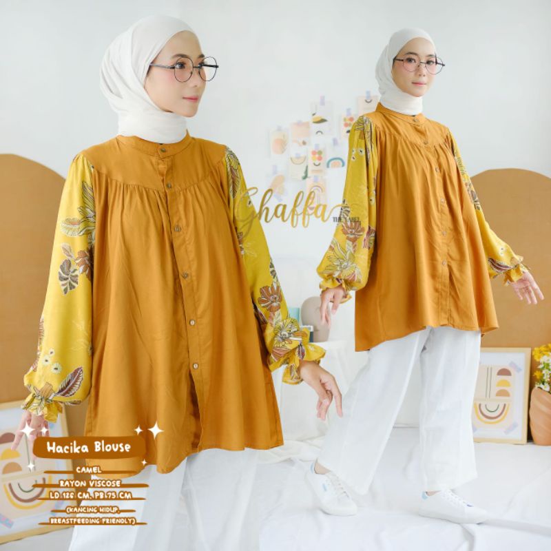 Blouse motif kekinian / Hacika blouse by ghaffa the label / blouse muslimah