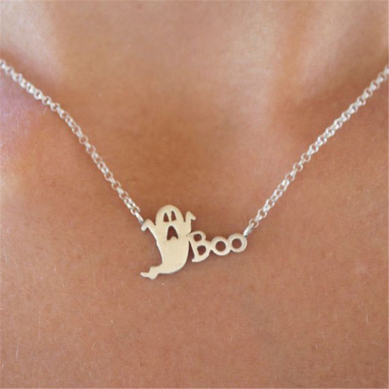 [Ready Stock]Cute Fashion Silver Plated Halloween Pendant Necklace