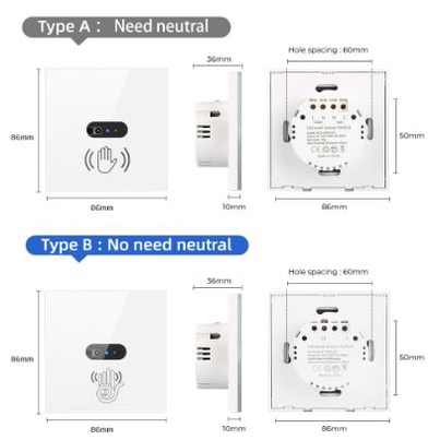 Saklar Tanpa Sentuh Smatrul No Touch Button Sensor Infrared Gerak Sensor Switch Dinding Tanpa Sentuh [Ready Stock]