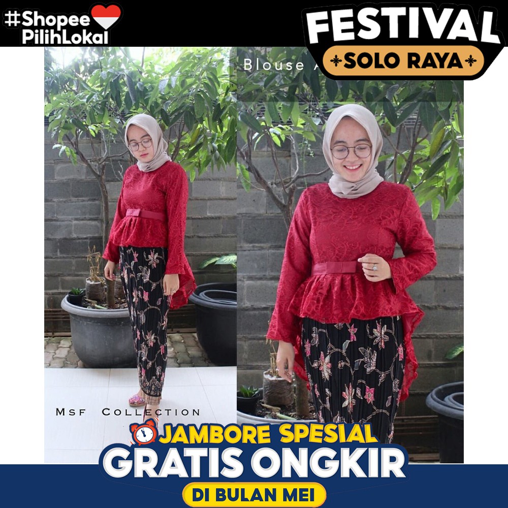 KD FASHION KEBAYA MODERN PEPLUM LENGAN PANJANG BERPAYET MUTIARA BAHAN JAGUARD ORGANZA HANYA ATASAN I