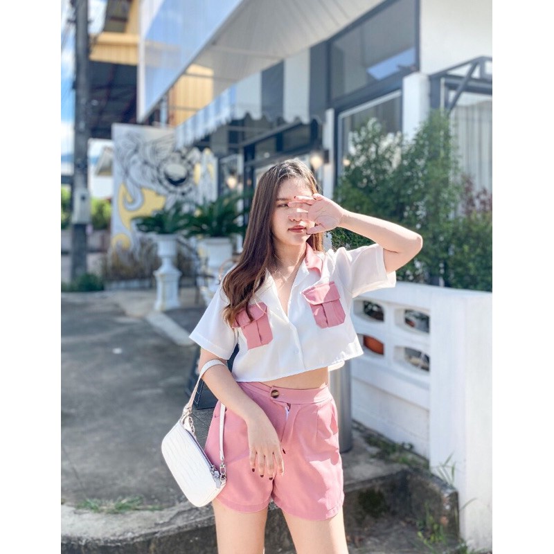 BEFAST - ZEC OOTD Setelan Wanita HAZEL / Set Cordeline / Setelan Wanita Crop / Set Banyak Warna / Setelan Wanita Tangan Pendek Celana Pendek / Set Celana Pendek / Set Baju Tangan Pendek / Setelan Wanita Santai / Setelan Model Korea / Set Korea