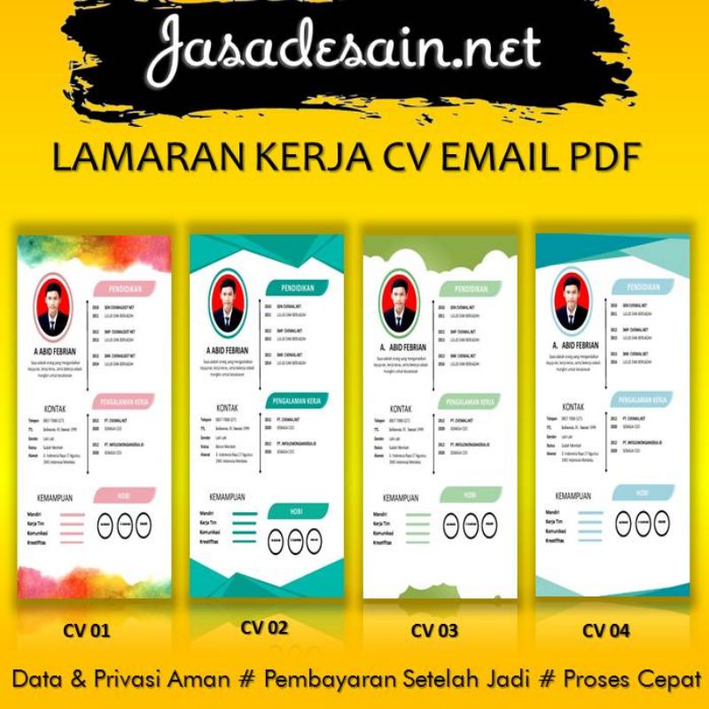 RESUME LAMARAN KERJA CV EMAIL PDF TIPE 1