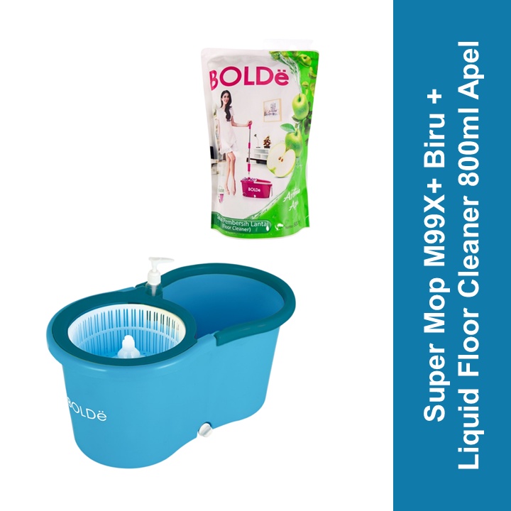 BOLDe Pel Lantai + Sabun Pembersih Lantai Apel / Super Mop + Apple Liquid Floor Cleaner M99X+ Biru 8