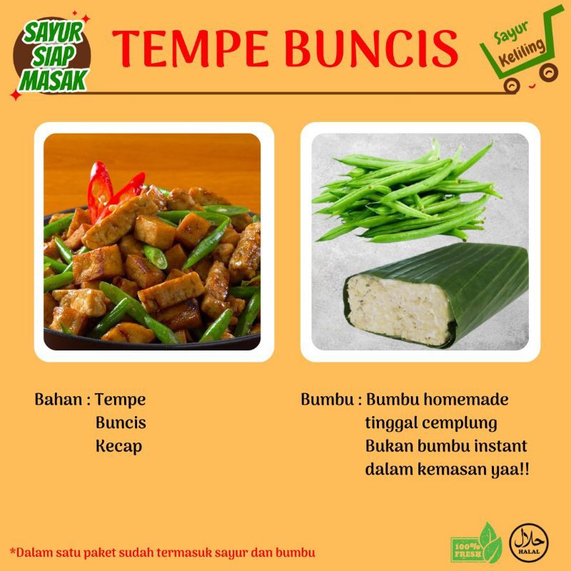 Sayur Keliling Oseng Tempe Buncis Sayur Siap Masak Sudah Termasuk Bumbu Homemade Shopee Indonesia