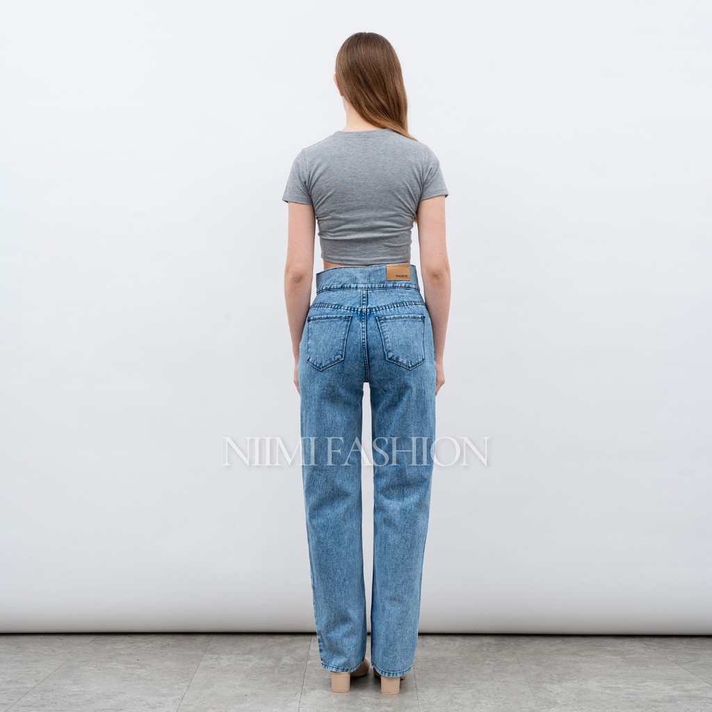 NIMI - Belicia Jeans Mom Celana Jeans Highwaist Loose Jeans Celana Jeans Wanita Korea