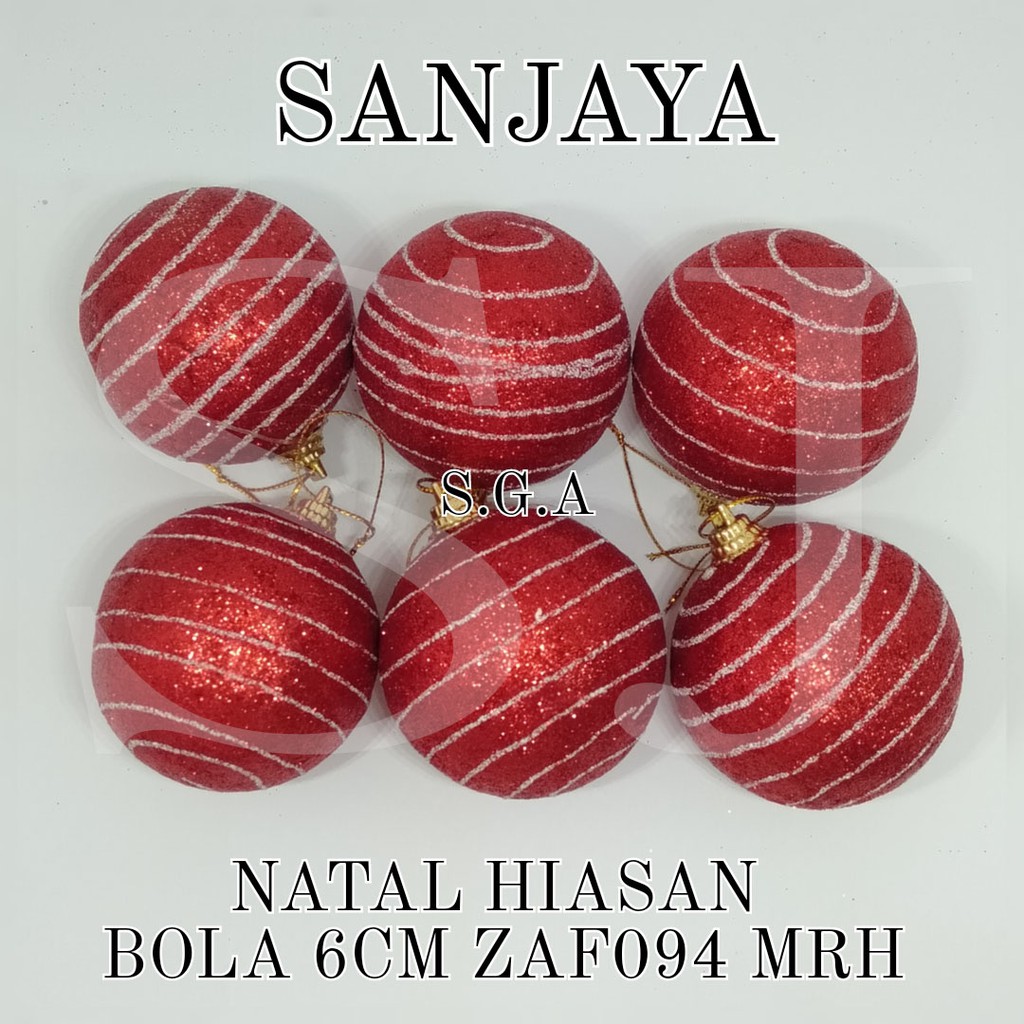 [1 Bks] Ornamen Hiasan Bola Pohon Natal / Aksesoris Bola Natal Gantungan Pohon Natal / Natal Hiasan Bola 6Cm Zaf094