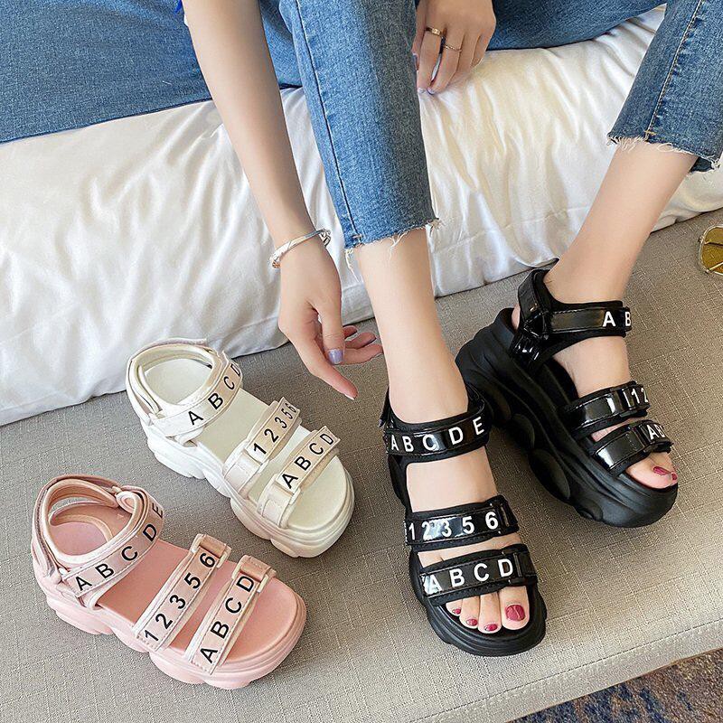 1001 SEPATU  ALFABET WEDGES  WANITA !!! - 2 WARNA