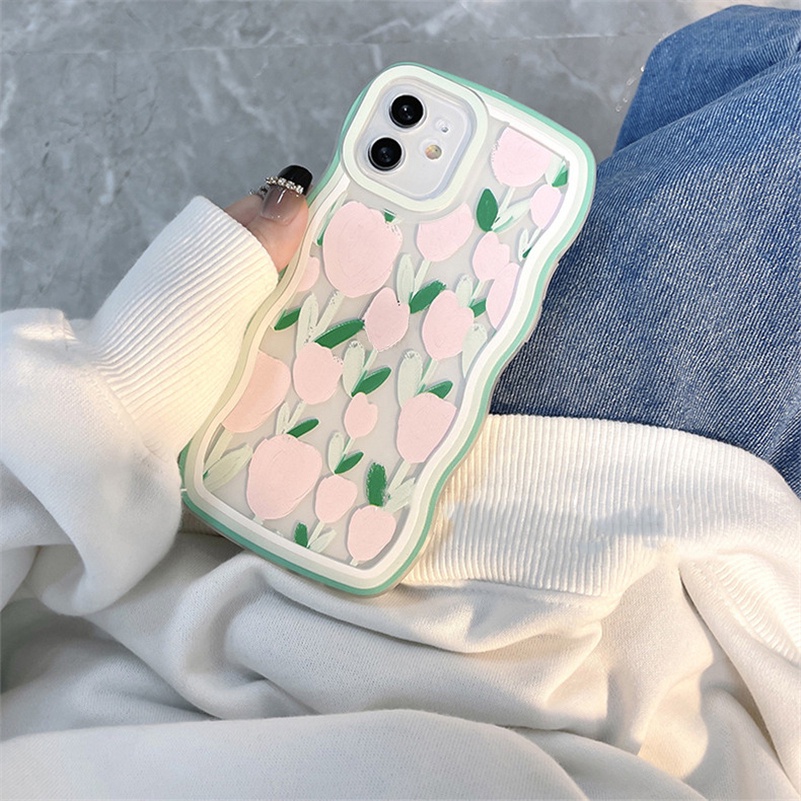 Soft Case Silikon Transparan Motif Bunga Pink Untuk iPhone 13 12 11 Pro Max X Xr Xs Max SE 8 7 6 6s Plus