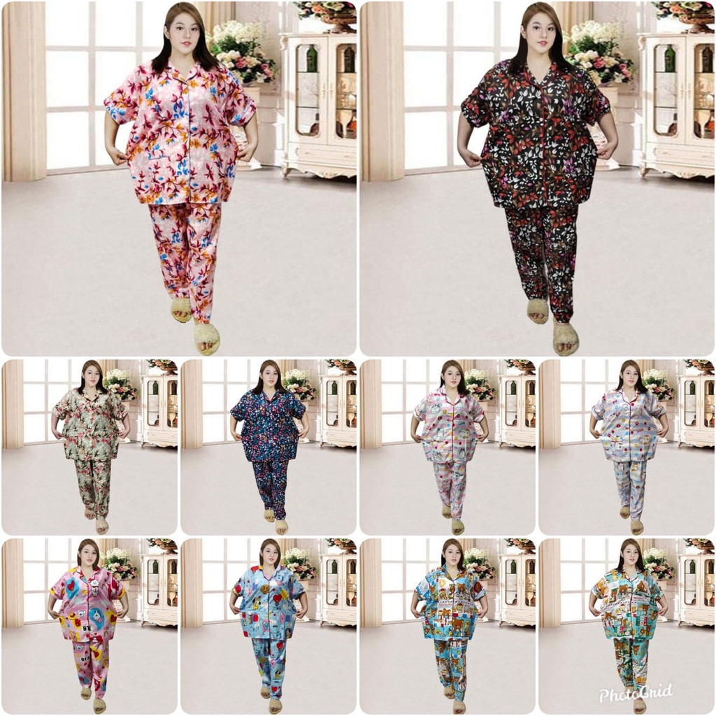 CIACELYN#CP JUMBO SETELAN BAJU TIDUR PAJAMAS MOTIF KARAKTER CET MEOW BT21 BEAR LILAKKUMALA