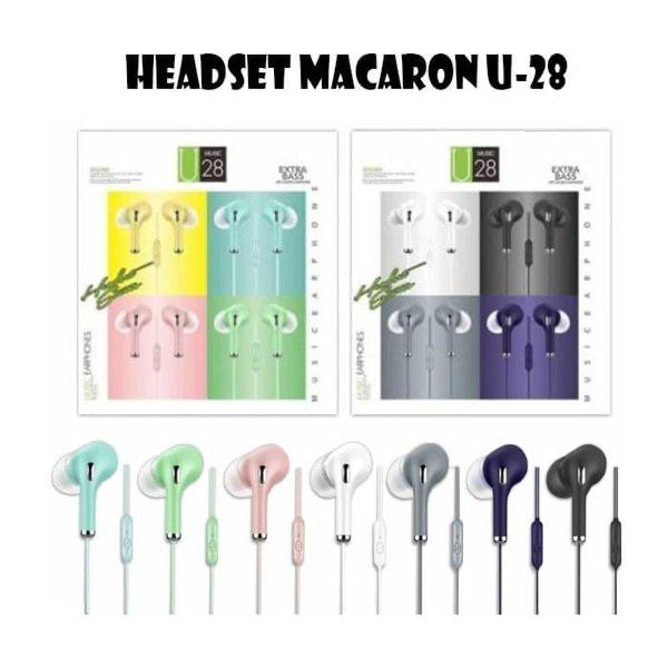 Headset Earphone U28 Macaron Handsfree Stereo Macaron U 28