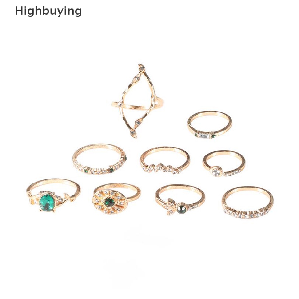 Hbid 9Pcs / Set Cincin Buku Jari Aneka Bentuk Gaya Bohemia Untuk Wanita