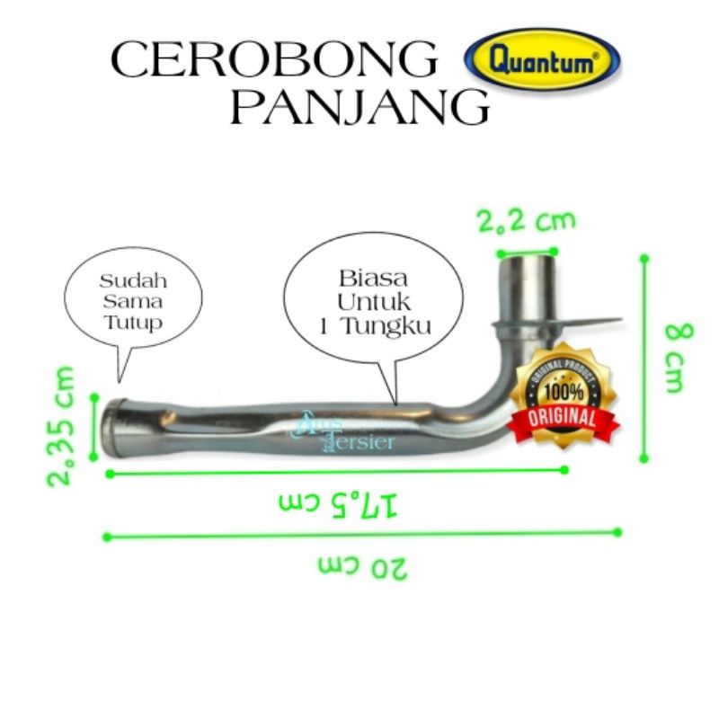 Cerobong Quantum Panjang 101 R / RB Pipa L Corong Kompor Gas 1 Tungku