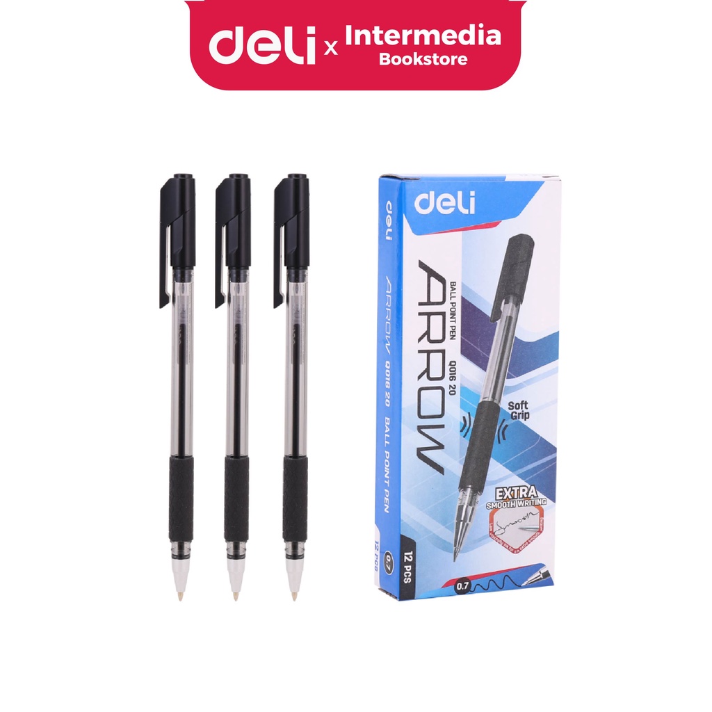 

Deli EQ01620 Ballpoint Pen Pulpen 0.7mm Ujung Tumpul Hitam (12pc/box)