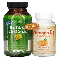 Irwin Naturals High Potency D3 & K2 60 Liquid SoftGels + Vitamin C
