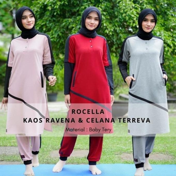 KAOS YOGA/SENAM/OLAH RAGA MUSLIMAH - ROCELLA ORIGINAL BRAND (S-XL)