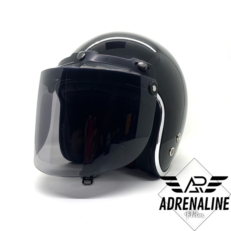 HELM DAG RETRO LIS CHROME ORI (Termasuk Kaca)