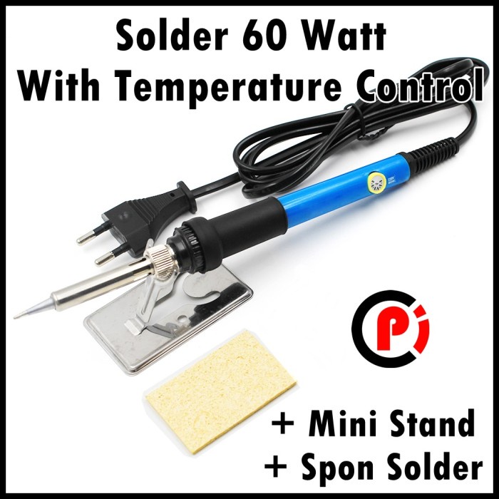 Solder 60W 60 Watt With Tempearture Control Plus Stand Mini dan Spon