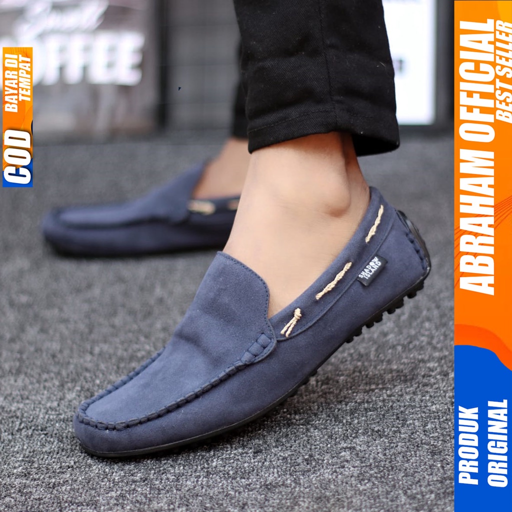 Sepatu Slip On Casual Santai Slop Hitam Kerja Pria Abraham Hunigo