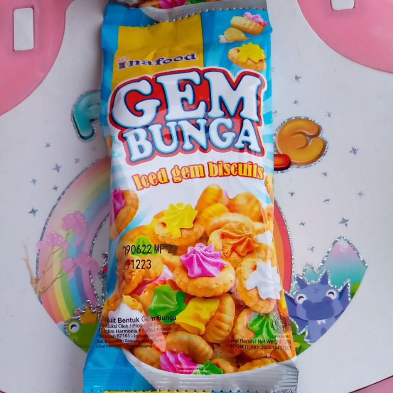 PCS - Biskuit Gem Bunga Rose Gemrose Biscuit Monas 24g Rasa Gula Kue Jadul