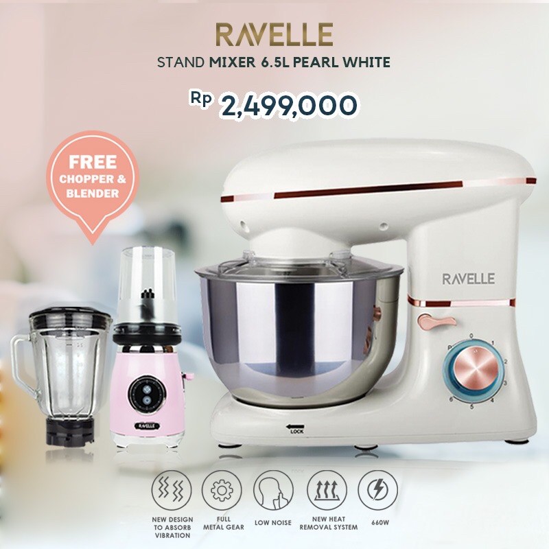 RAVELLE STAND MIXER 6.5L FREE GIFT/MIXER ROTI 6.5L/STAND MIXER 6.5L BY RAVELLE FREE HADIAH CHOPPER