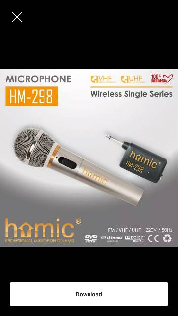 Microphone Single Wireless Homic HM-298 / Mic Wireless