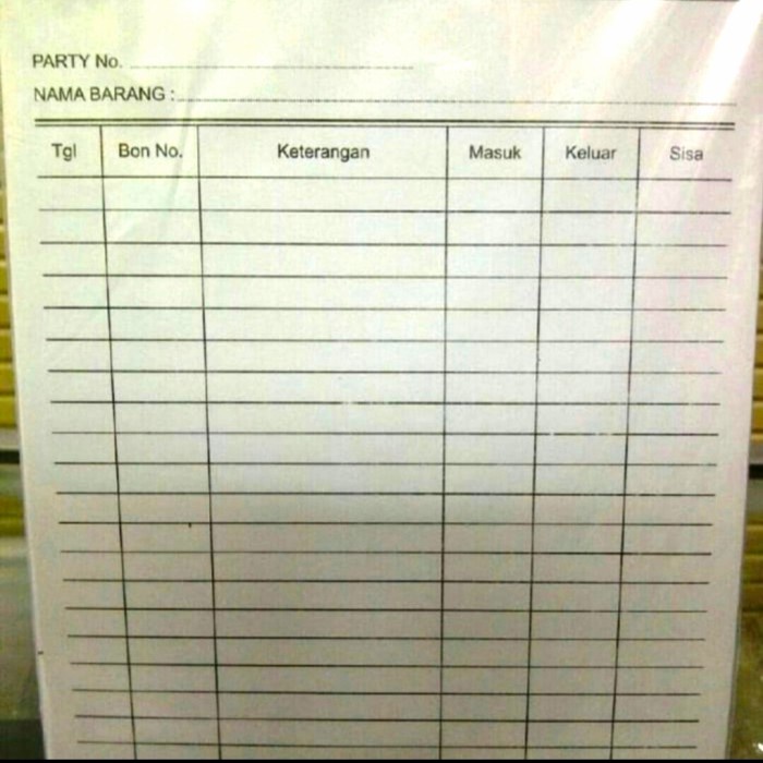 

KARTU STOCK/PERSEDIAAN BARANG ISI 100 LEMBAR
