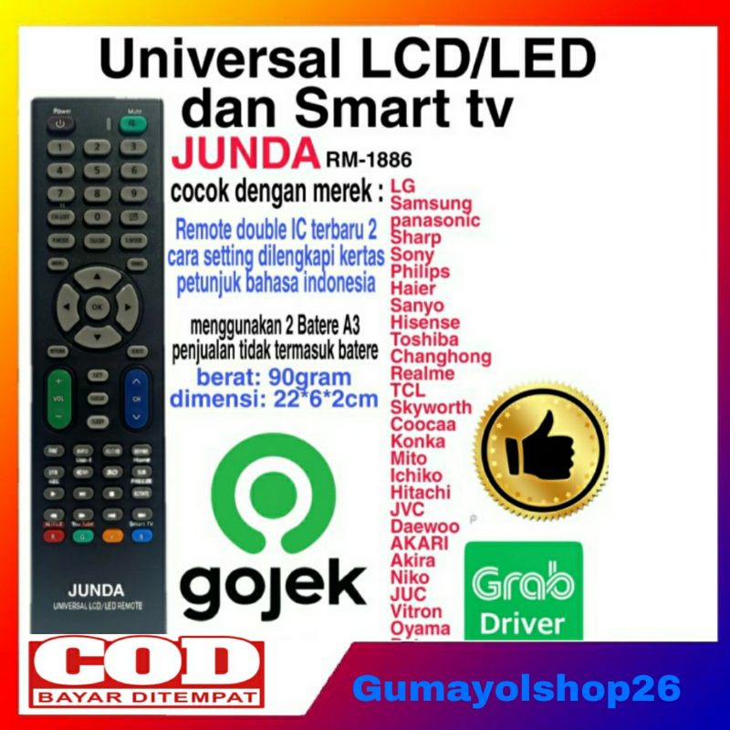 REMOTE TV UNIVERSAL SMART TV LCD/LED JOINUS RM-L1886 / REMOTE SMART TV ALL MERK