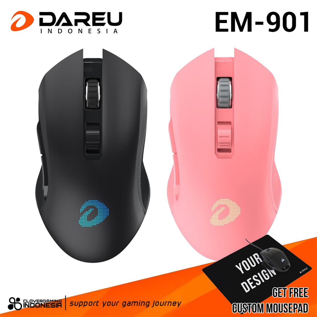 Dareu EM-901 Pro Dual Mode RGB - EM901 2.4GHz Wireless Gaming Mouse