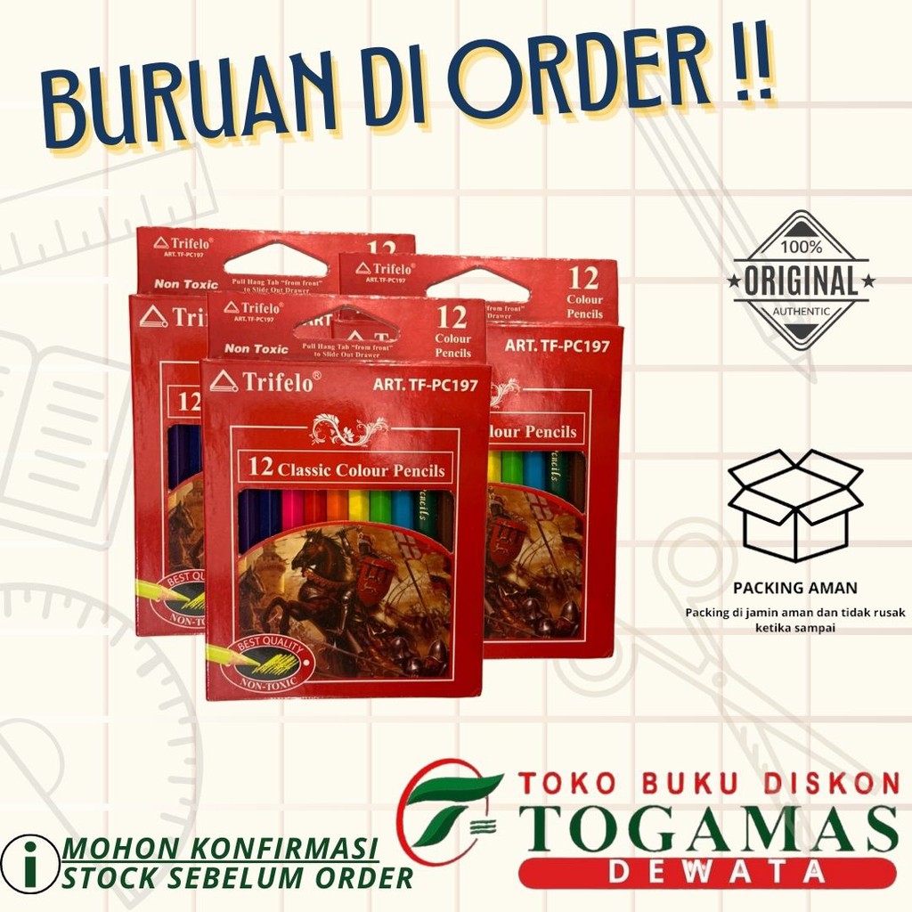 

ALAT MEWARNAI // PENSIL WARNA 12W TF-PC197 PENDEK TRIFELO
